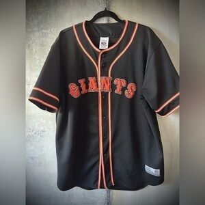 MLB Giants Jersey Genuine Merchandise True Fans Series Black Sewn Button Up, XL